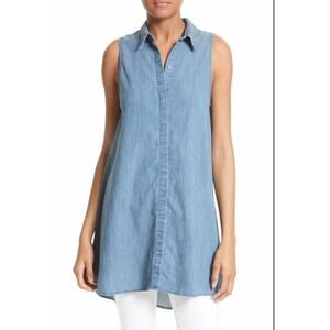 Alice + Olivia Sleeveless Chambray Tunic in Light Blue Denim